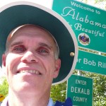 Entering Alabama. I didn't realize how green the underside of the Tilley hat was.